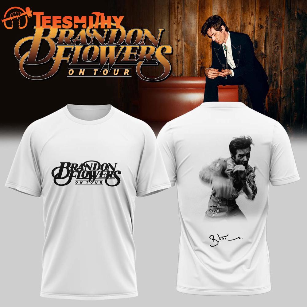 Brandon Flowers On Tour 2026 Limited Edition Signature White 3D Shirt