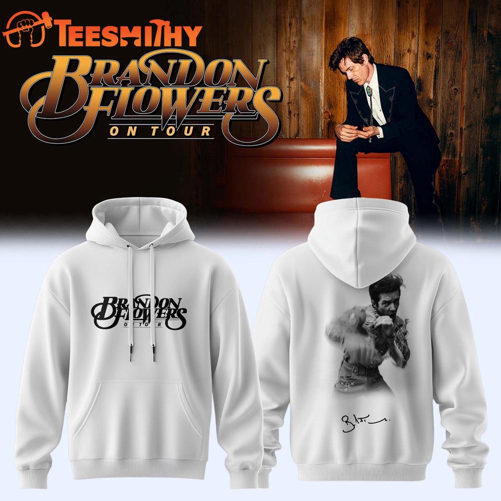 Brandon Flowers On Tour 2026 Limited Edition Signature White Hoodie