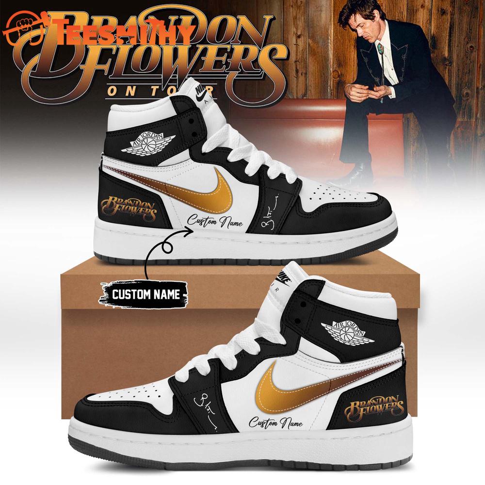 Brandon Flowers On Tour 2026 Signature Black Air Jordan 1 Hightop Shoes