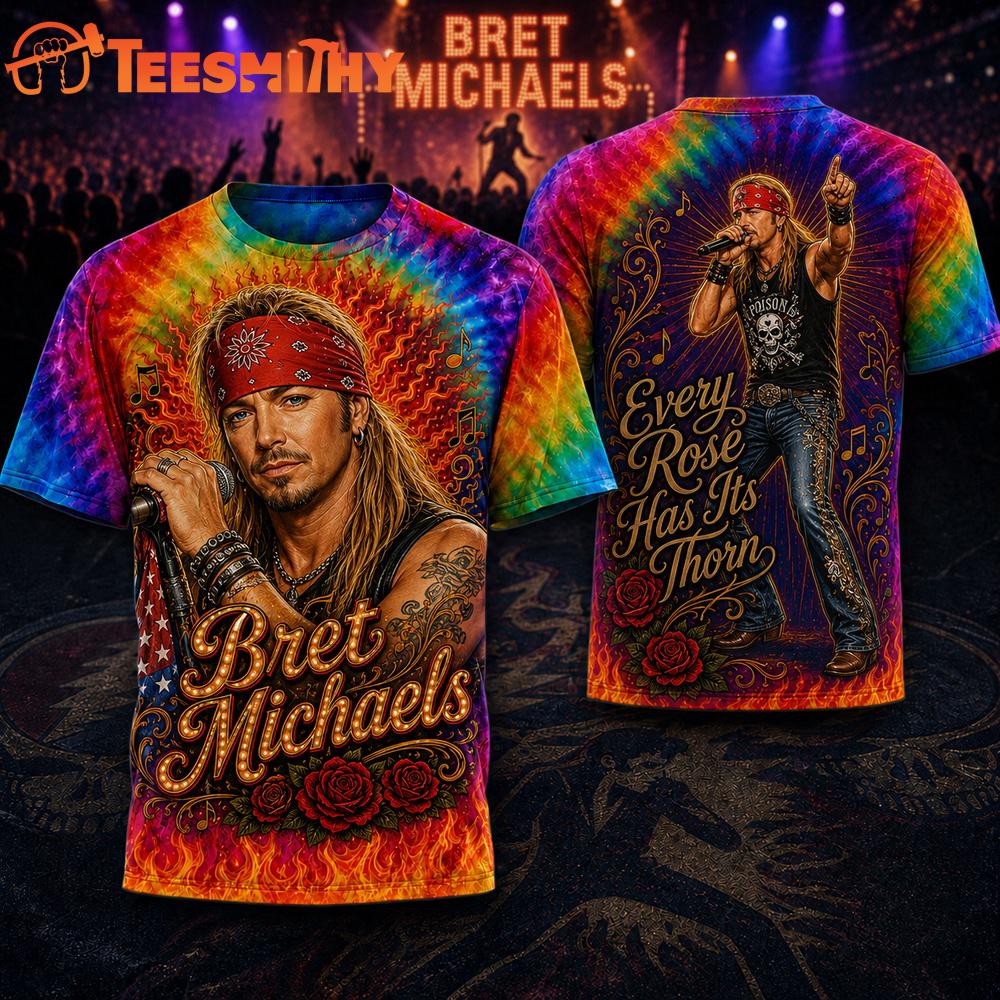 Bret Michaels Rainbow Flame Unisex 3D Shirt