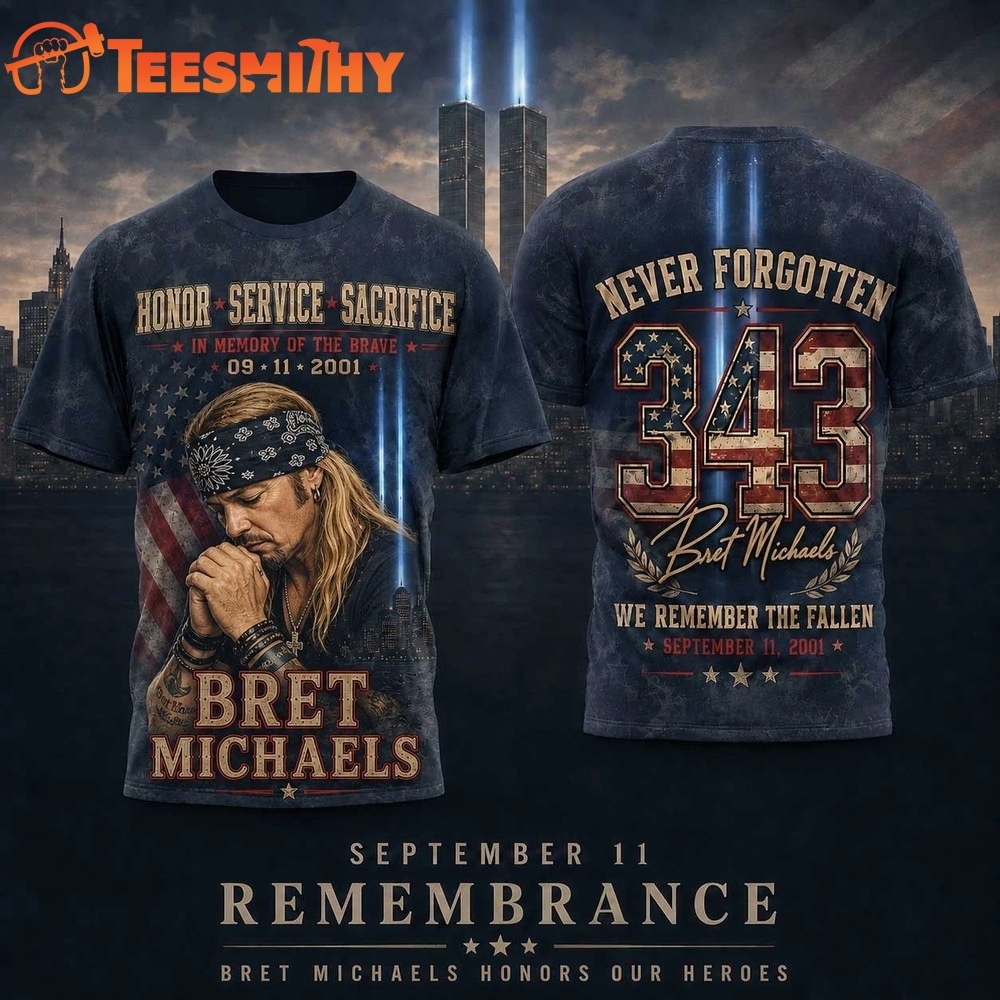 Bret Michaels September 11 American Flag Tribute 343 Back Graphic 3D Shirt