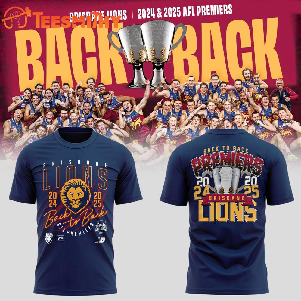 Brisbane Lions AFL 2025 Back-to-Back PREMIERS Limited Edition T Shirt