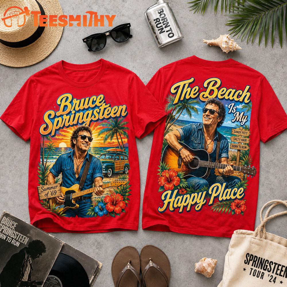 Bruce Springsteen The Beach Is My Happy Place 3D Shirt