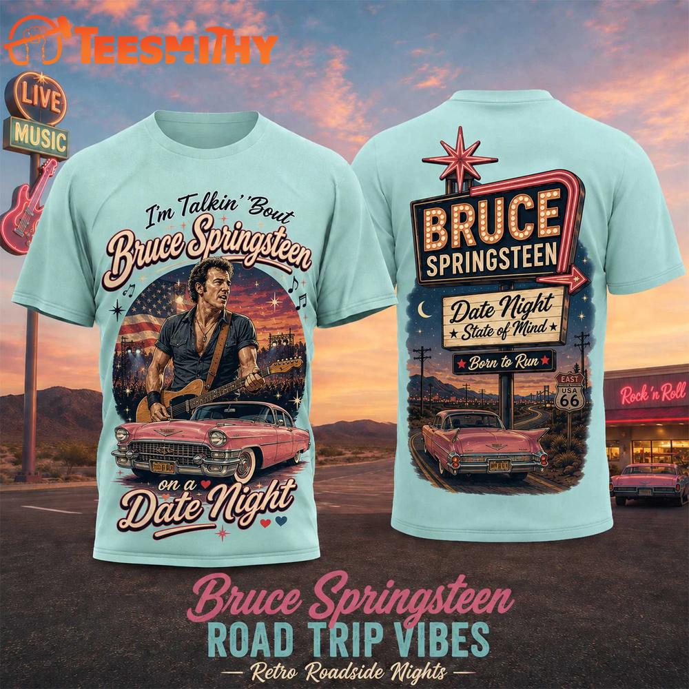 Bruce Springteen Road Trip Vibes Unisex 3D T Shirt
