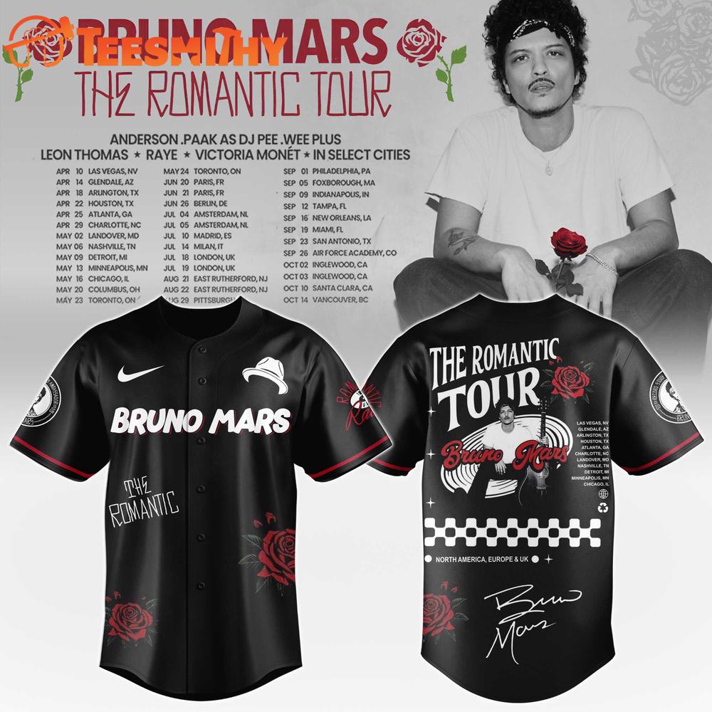 Bruno Mars Midnight Romantic World Tour 2026 Baseball Jersey