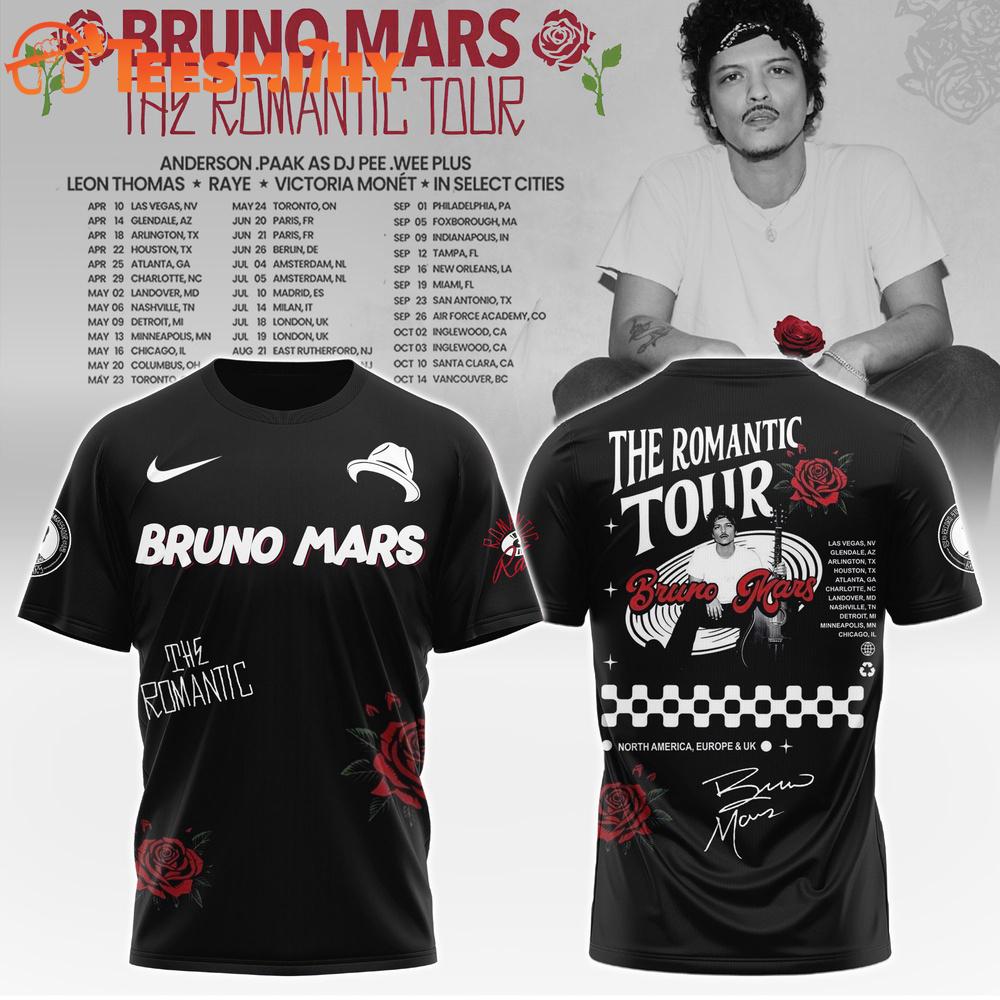 Bruno Mars Midnight Romantic World Tour 2026 T Shirt
