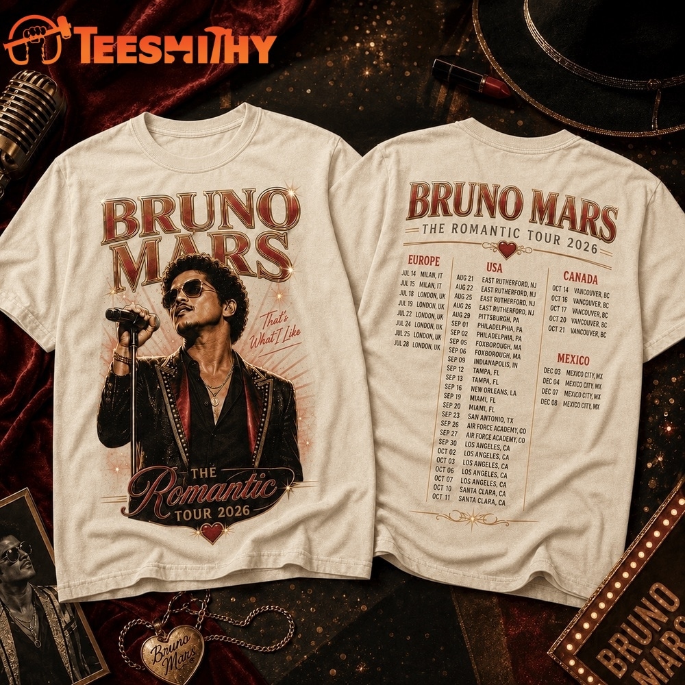 Bruno Mars The Romantic Tour 2026 Vintage 3D Shirt