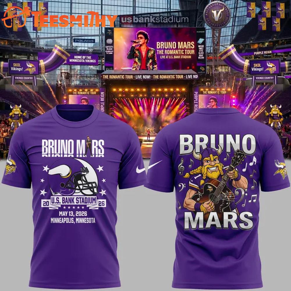 Bruno Mars x Minesota Vikings The Romantic Tour 2026 T Shirt