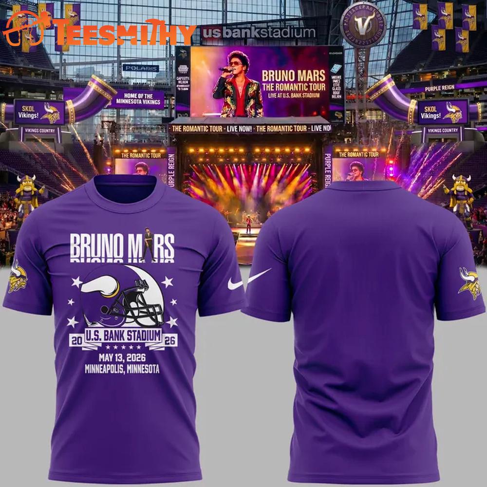 Bruno Mars x Minesota Vikings US Bank Stadium 2026 T Shirt