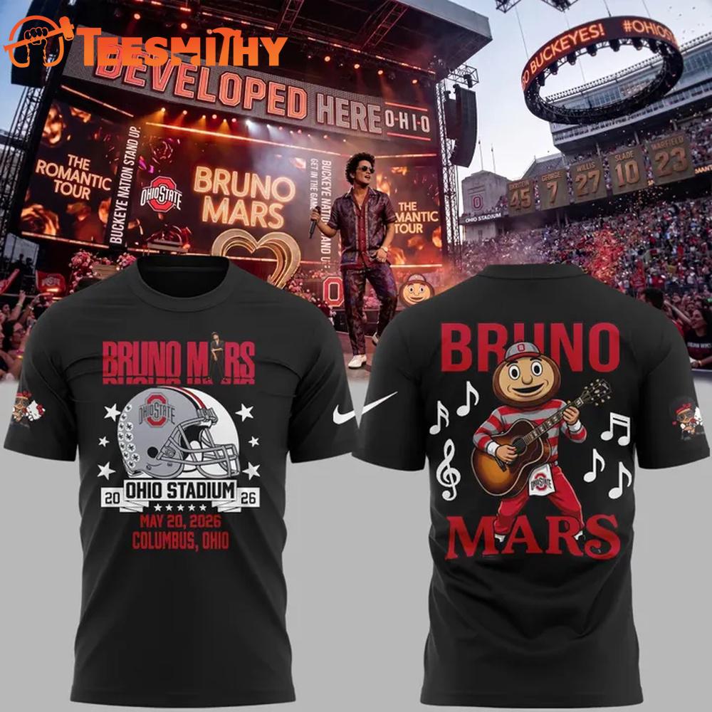 Bruno Mars x Ohio State Buckeyes Football The Romantic Tour 2026 3D Shirt