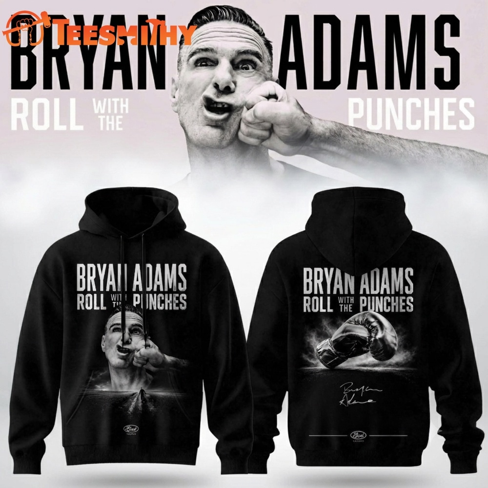 Bryan Adams Roll With The Punches Tour 2026 27 Signature Black Hoodie