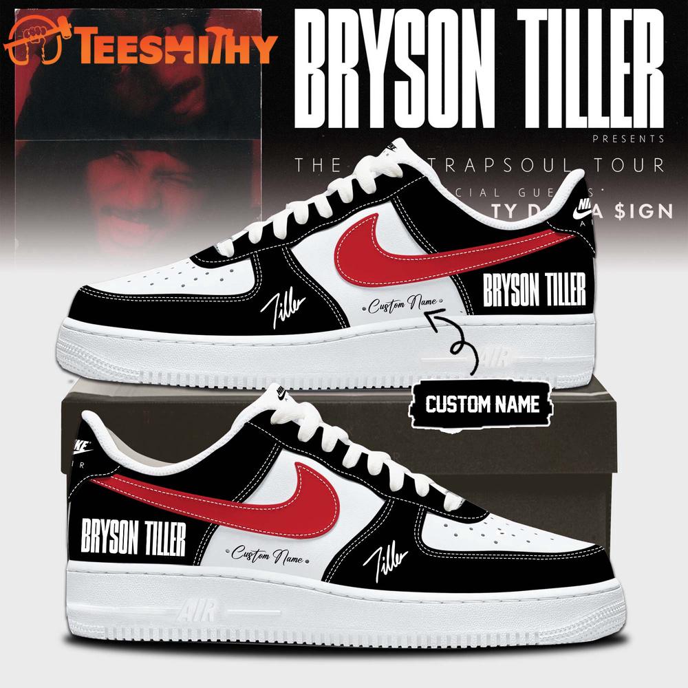 Bryson Tiller The Neo Trapsoul Tour Signature Black Air Force 1 Shoes Sneaker