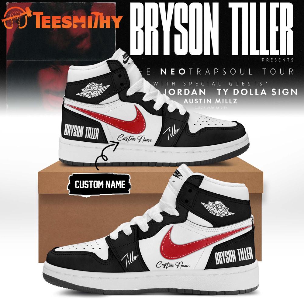 Bryson Tiller The Neo Trapsoul Tour Signature Black Air Jordan 1 Hightop Shoes