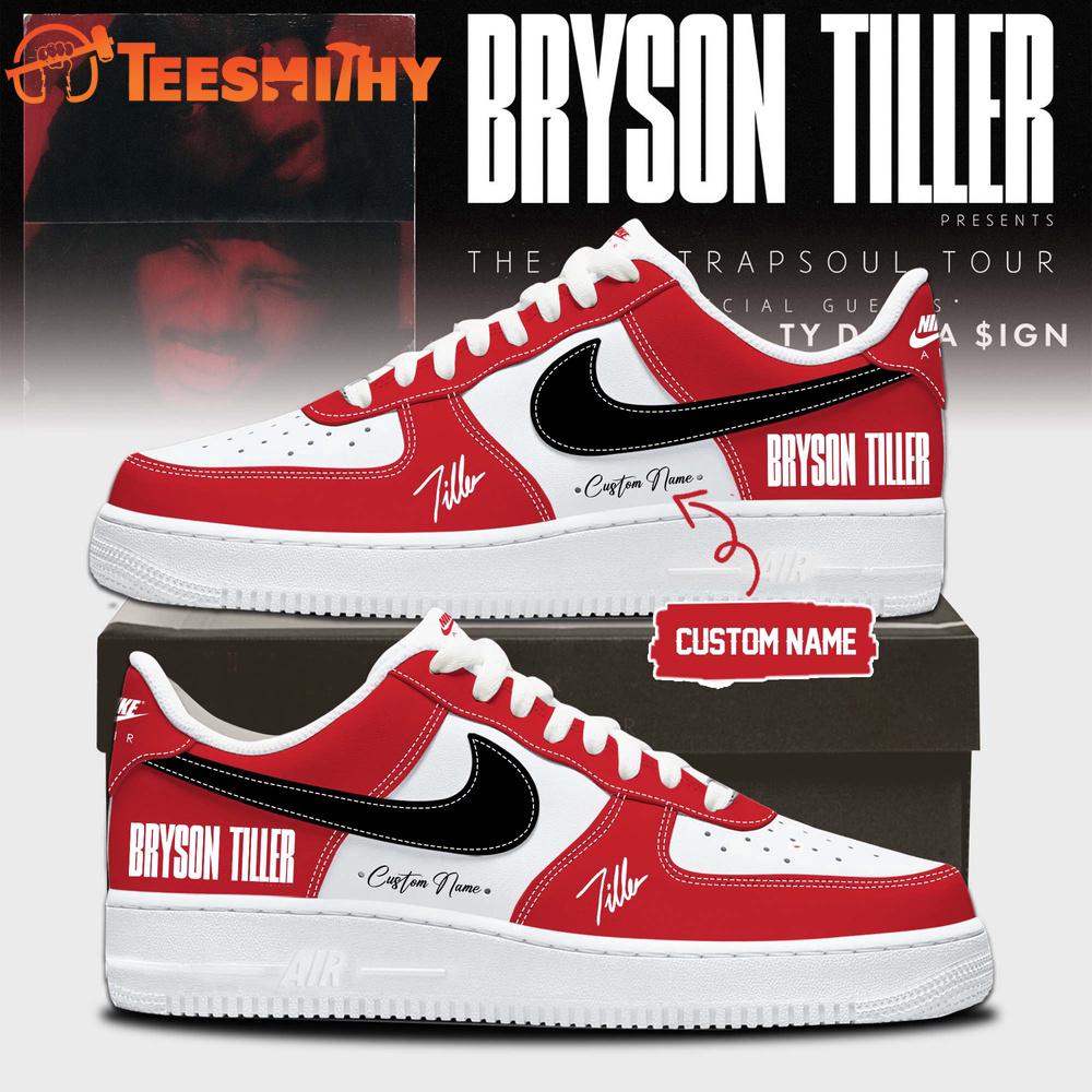 Bryson Tiller The Neo Trapsoul Tour Signature Red Air Force 1 Shoes Sneaker