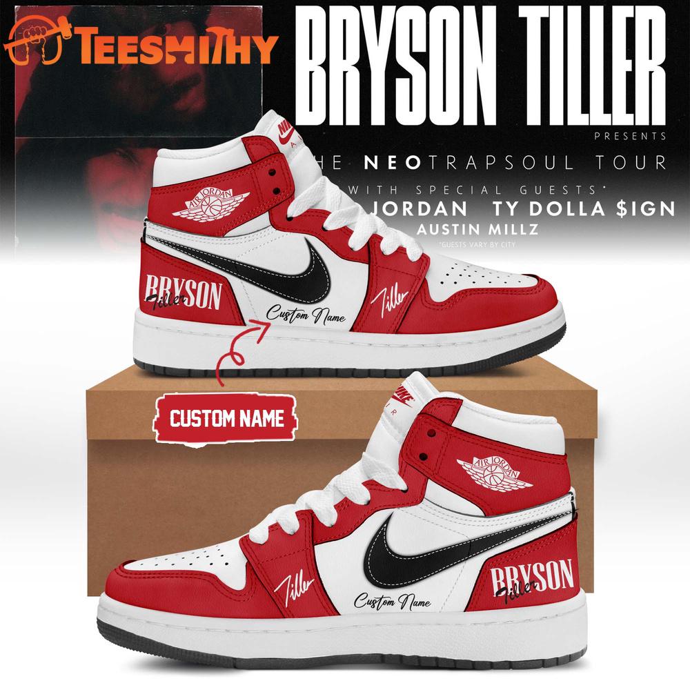 Bryson Tiller The Neo Trapsoul Tour Signature Red Air Jordan 1 Hightop Shoes