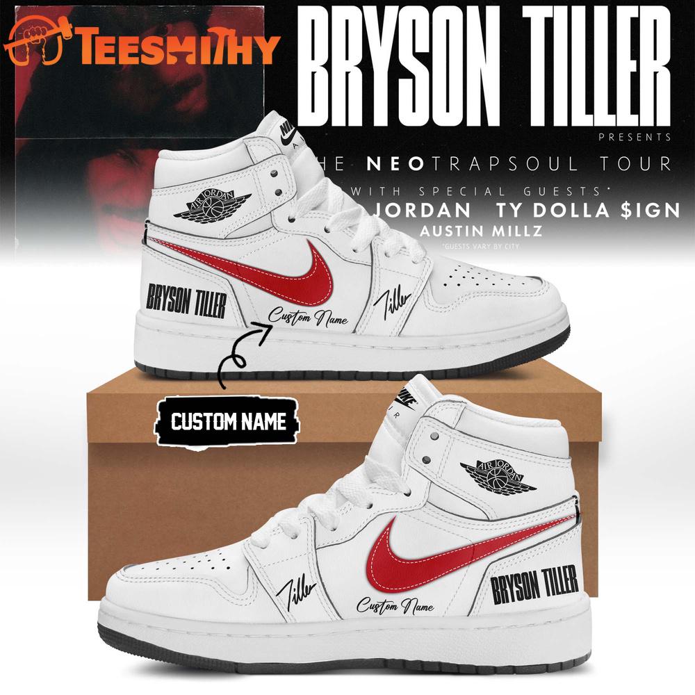 Bryson Tiller The Neo Trapsoul Tour Signature White Air Jordan 1 Hightop Shoes