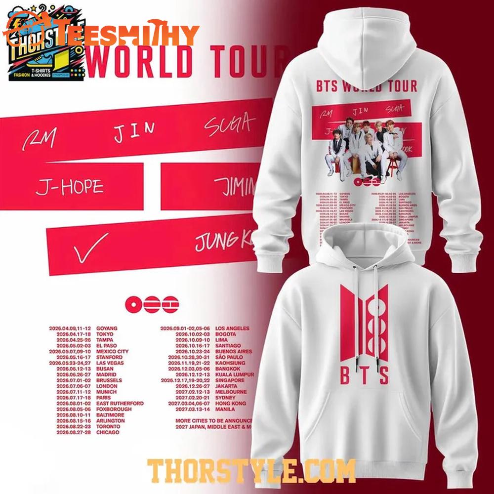 BTS Arirang Wolrd Tour 2026 Edition For Fan White Hoodie