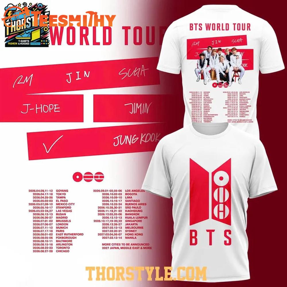 BTS Arirang Wolrd Tour 2026 Edition For Fan White T-Shirt