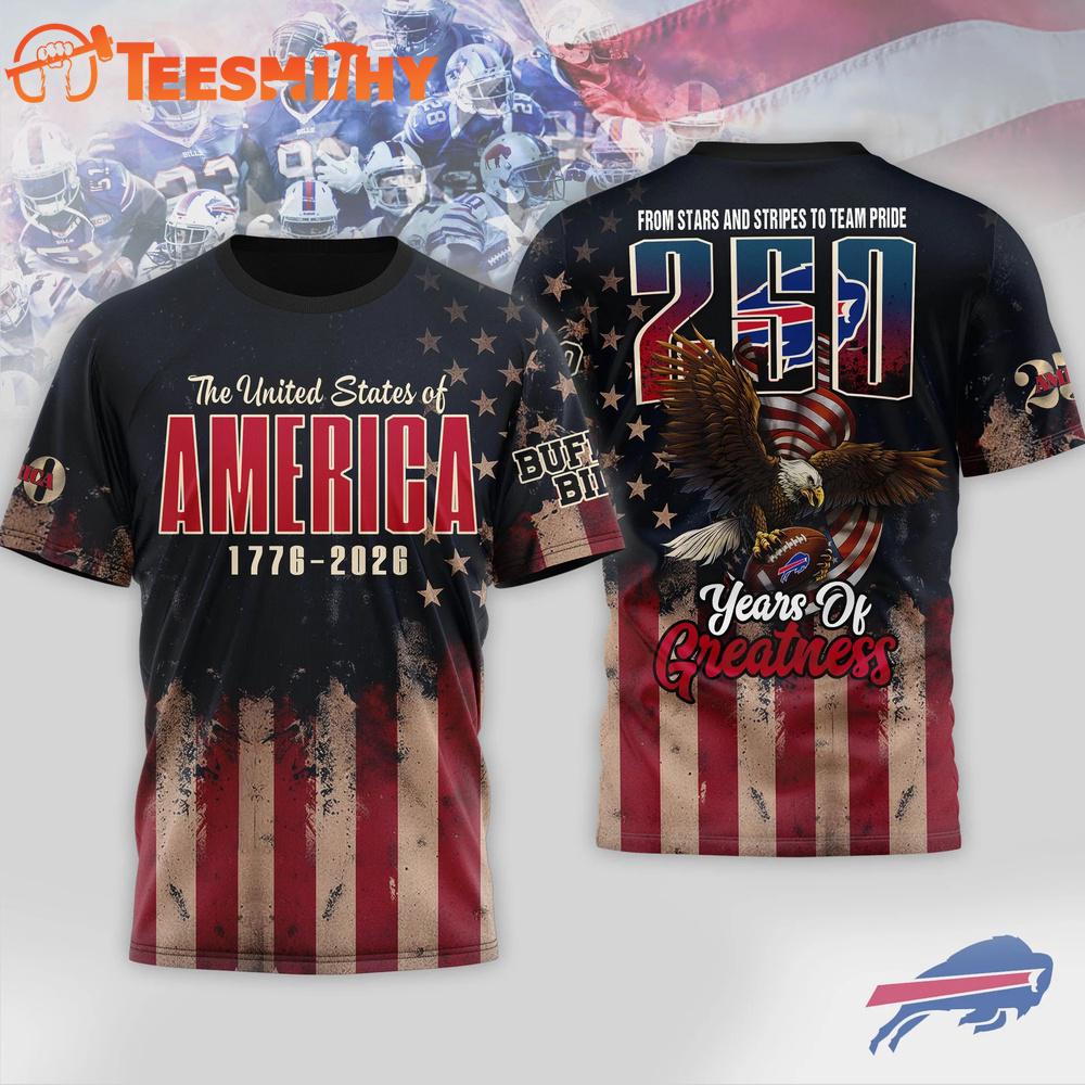 Buffalo Bills 2026 NFL 250th Anniversary Of America 3D Shirt