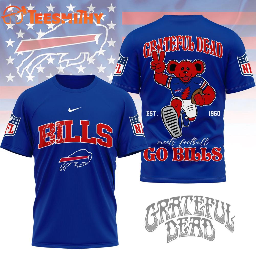 Buffalo Bills 2026 NFL Grateful Dead Retro Bear 3D T Shirt