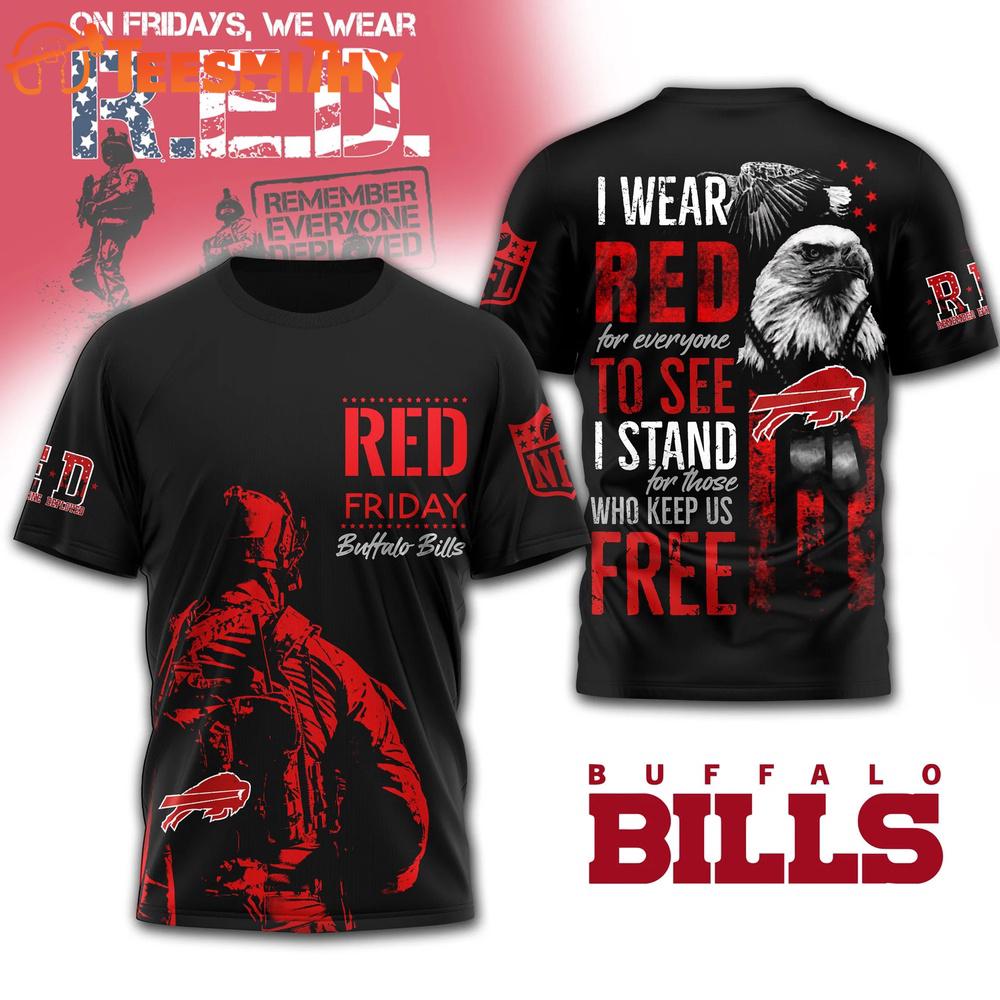 Buffalo Bills 2026 NFL RED Friday 3D T Shirt