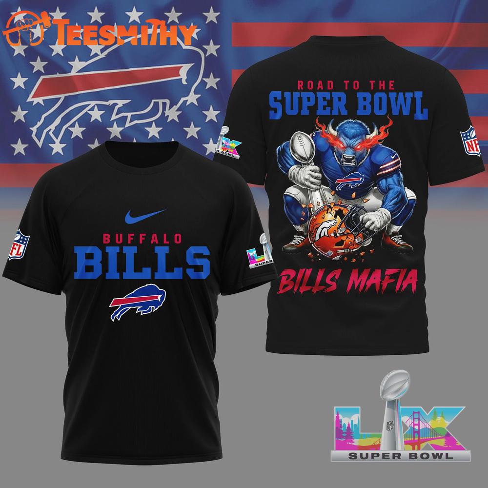 Buffalo Bills 2026 NFL Road To Super Bowl Black 3D Shirt