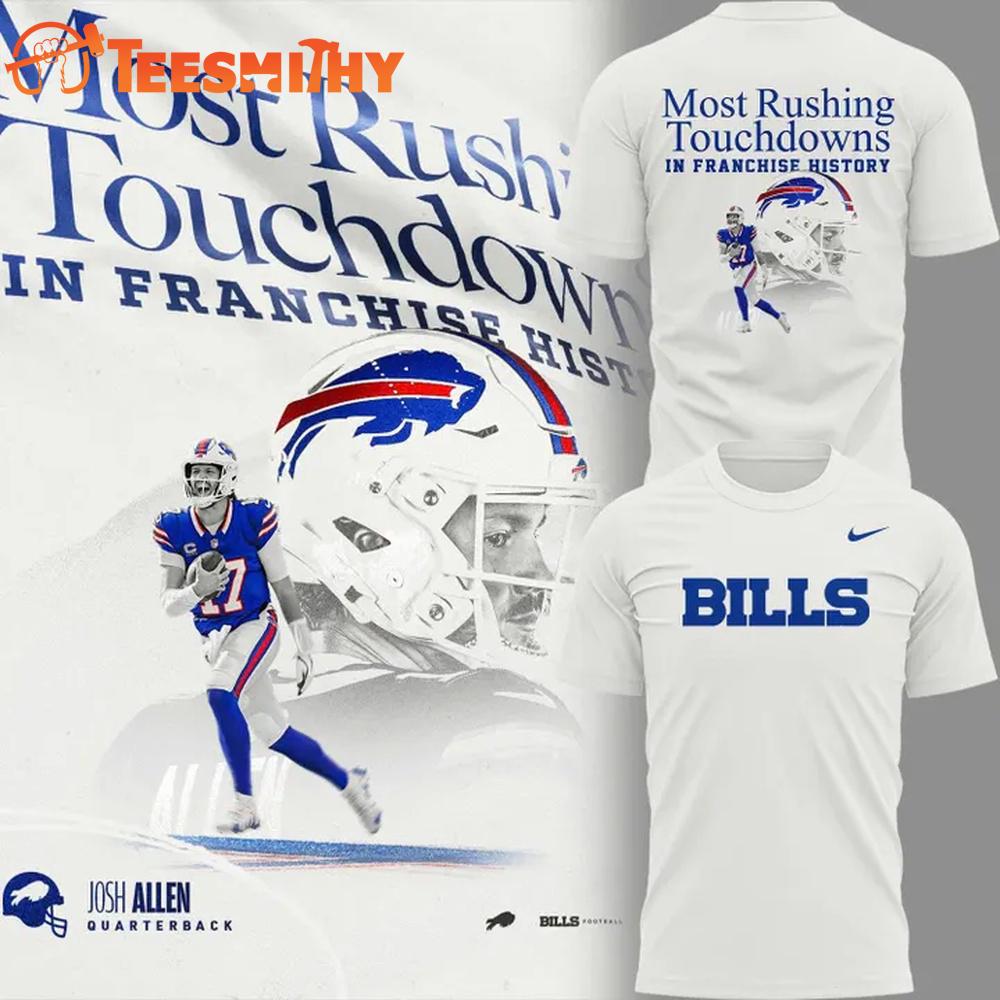 Buffalo Bills Josh Allen Most Rushing Touchdowns In Franchise History 3D Shirt Buffalo Bills Josh Allen Most Rushing Touchdowns In Franchise History 3D Shirt
