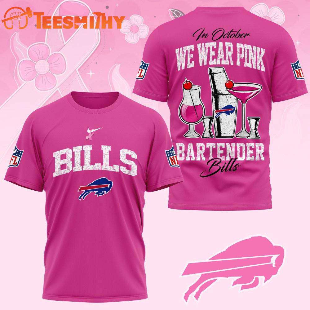 Buffalo Bills NFL Bartender October Breast Cancer Awareness Unisex 3D Shirt