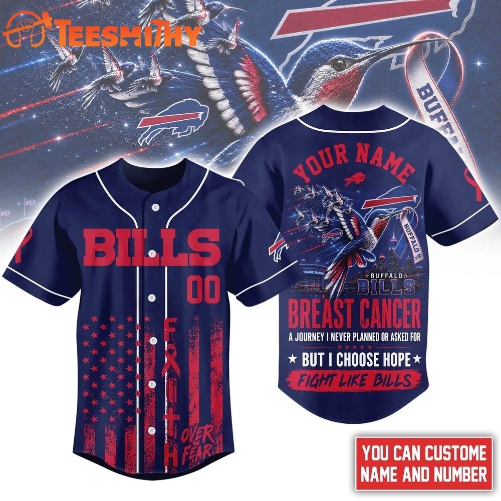Buffalo Bills NFL Breast Cancer Hope Over Fear Baseball Jersey