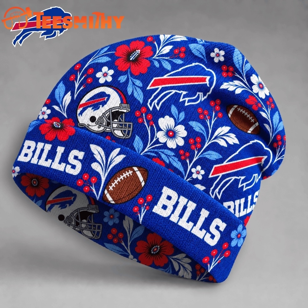 Buffalo Bills NFL Floral Team Pride Christmas Beanie Hats