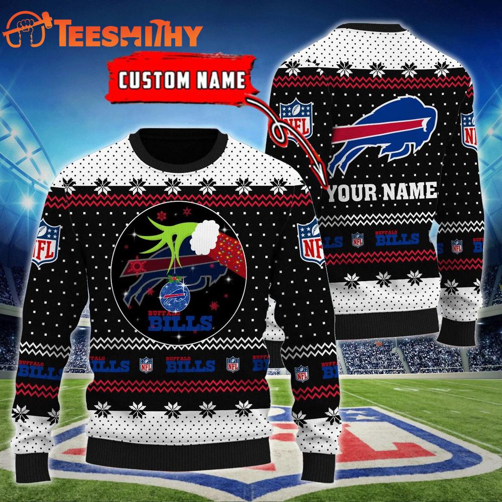 Buffalo Bills NFL Grinch Hands Personalized Ugly Christmas Sweater