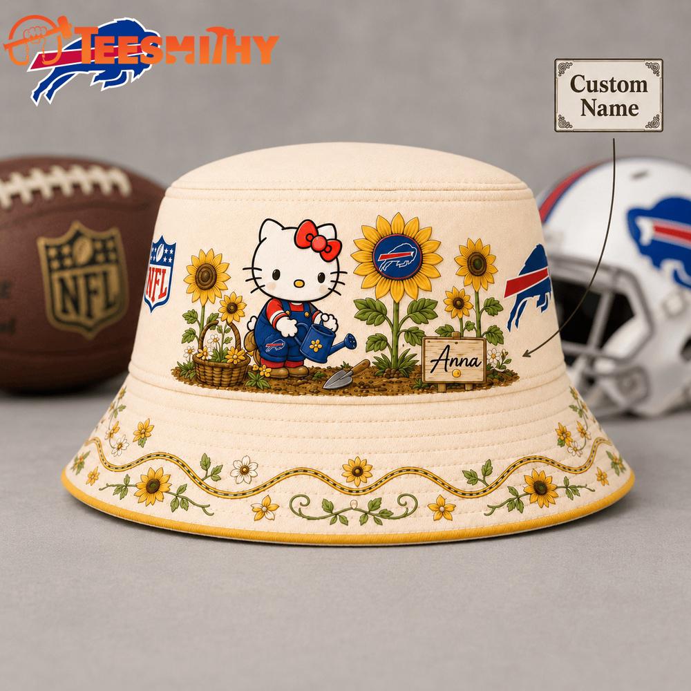 Buffalo Bills NFL Hello Kitty Sunflower Garden Bucket Hat