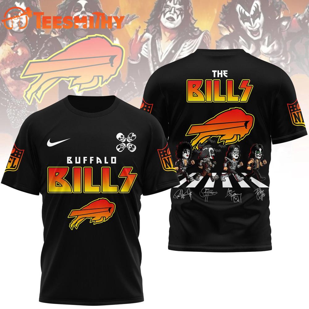 Buffalo Bills NFL Kiss Band Rock and Roll All Nite 3D Shirt
