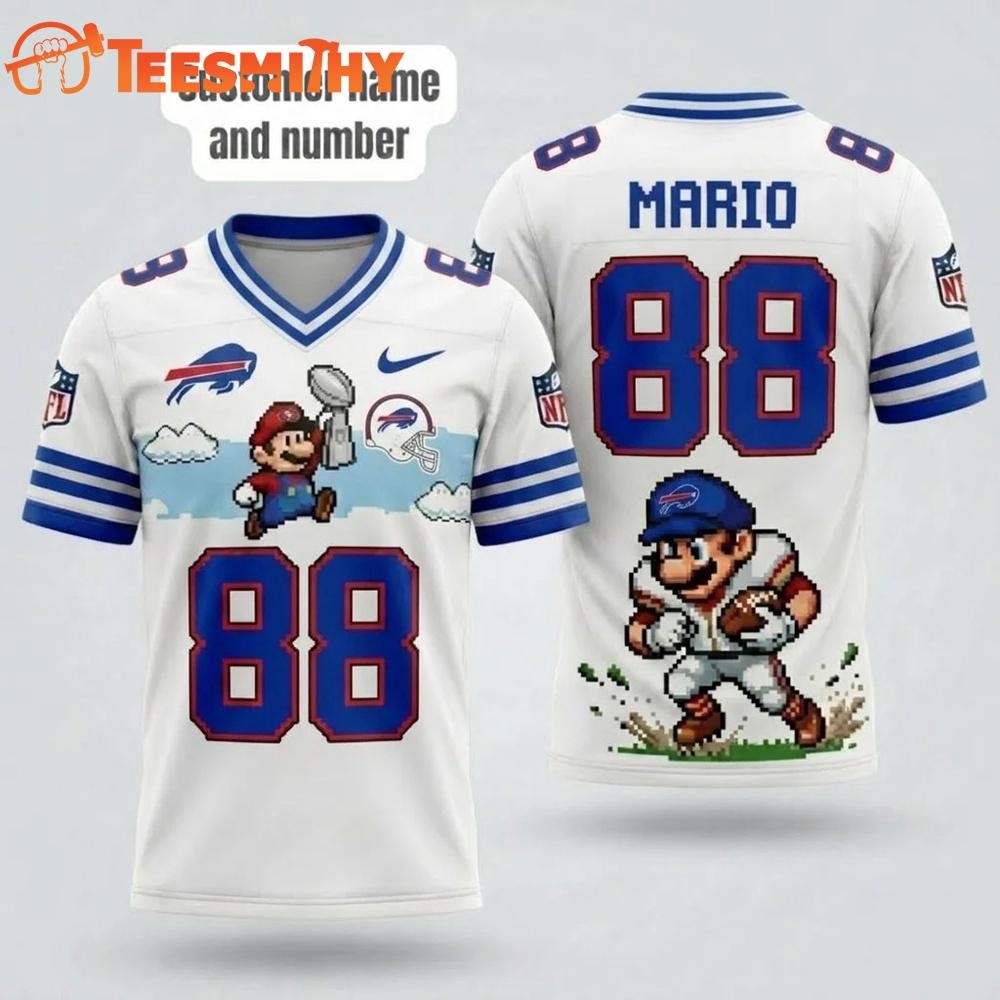 Buffalo Bills NFL Mario 2026 Design Football Jersey