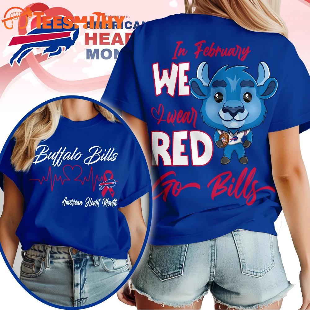 Buffalo Bills NFL Mascot American Heart Month Unisex 3D Shirt
