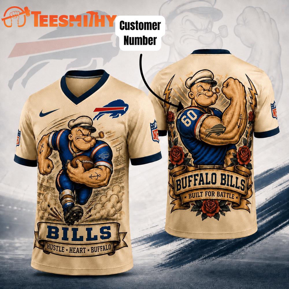 BUFFALO BILLS NFL Popeye Vintage Tattoo Football Jersey