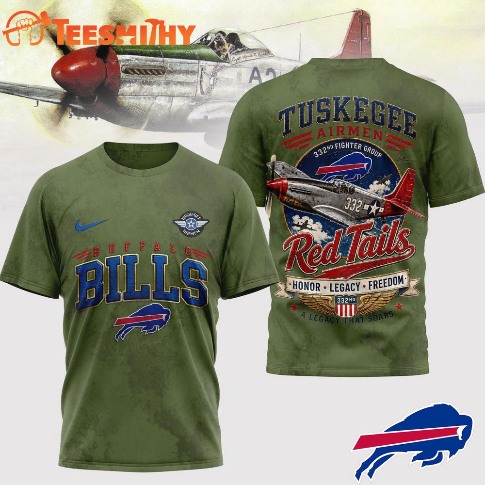 Buffalo Bills NFL Red Tails Legacy Game Day 3D T-Shirt