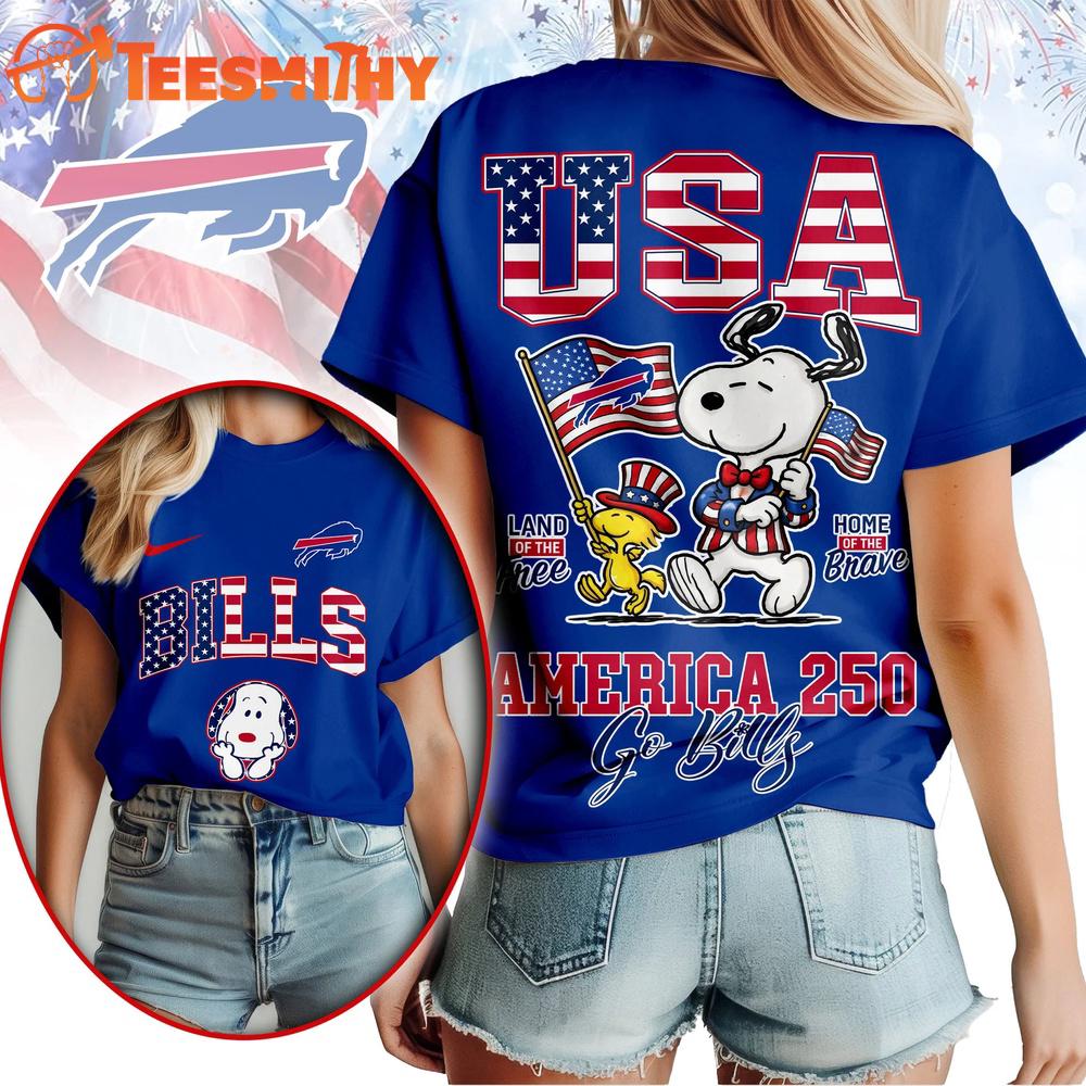 Buffalo Bills NFL Snoopy America 250 Years Anniversary 3D T Shirt