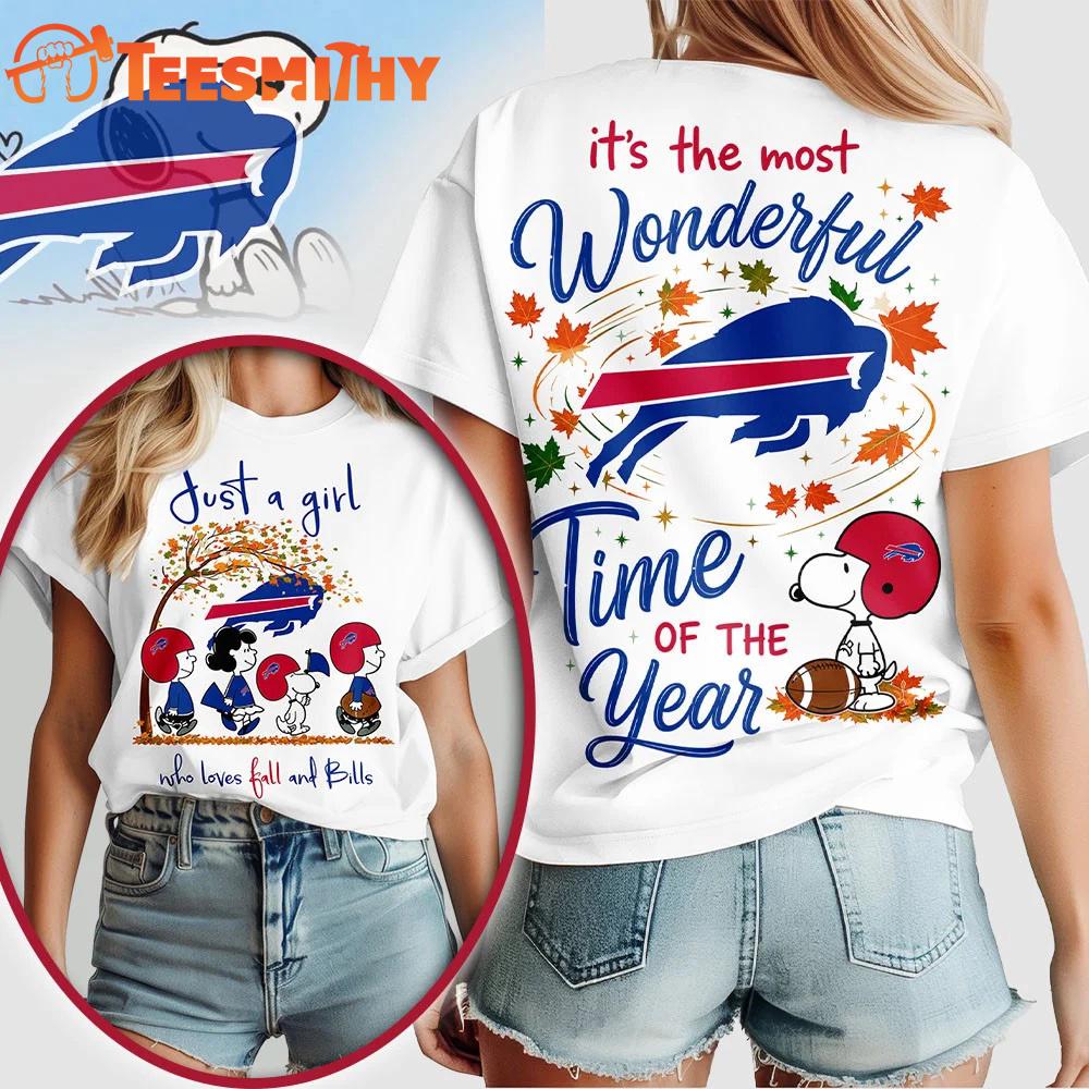 Buffalo Bills NFL Snoopy Fall Wonderful Time of the Year 3D Shirt