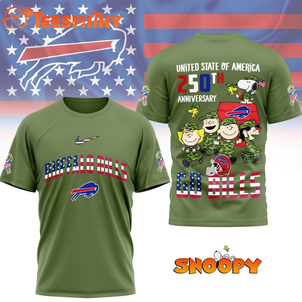 Buffalo Bills NFL Snoopy Peanuts Freedom 250th of America 3D T Shirt