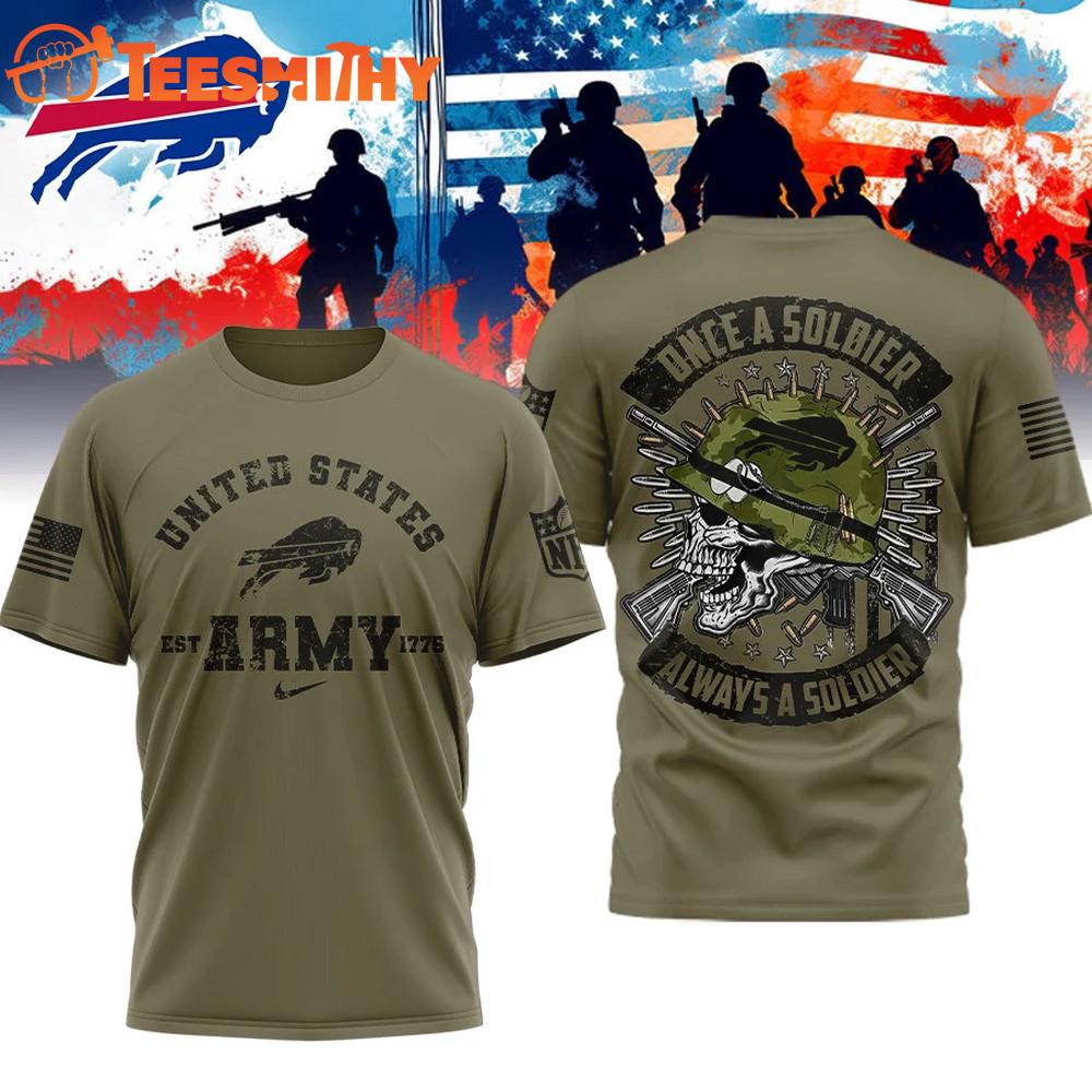 Buffalo Bills NFL US Army Once A Soldier Always A Soldier 3D Shirt