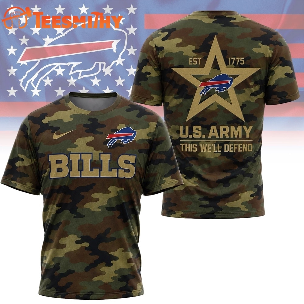 Buffalo Bills NFL Veterans US Army Camo New Design 3D Shirt