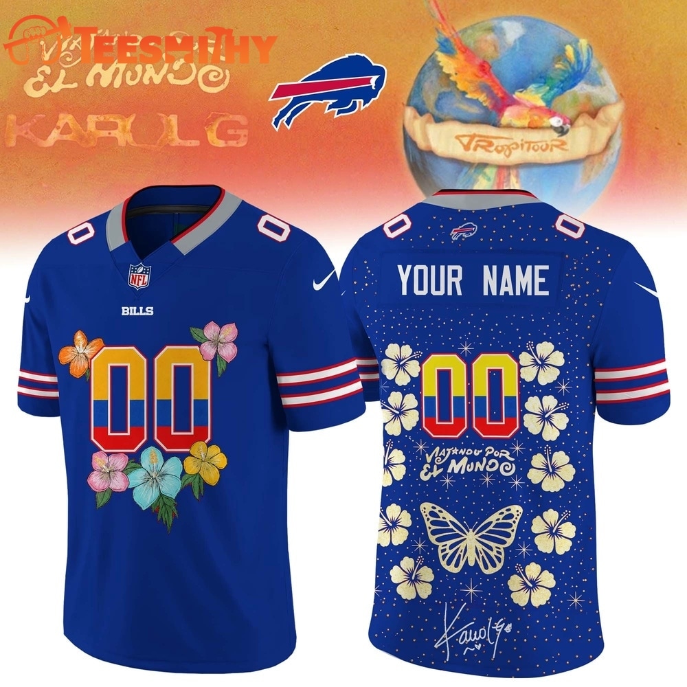 Buffalo Bills x Karol G VIAJANDO POR EL MUNDO TROPITOUR Signature Football Jersey