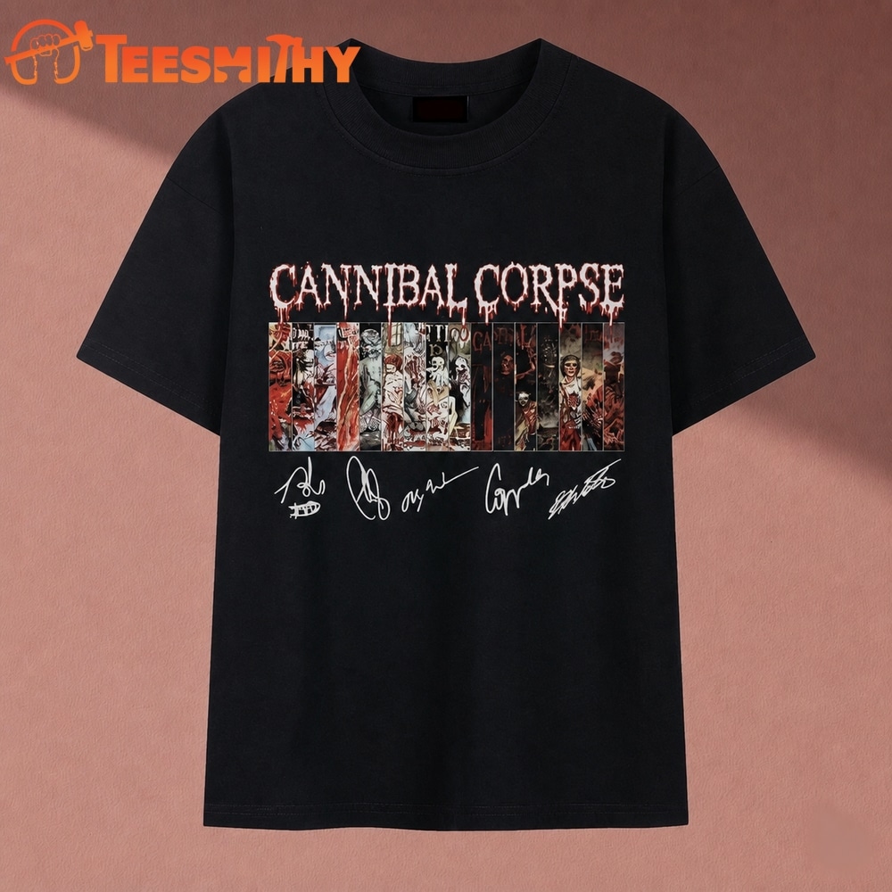 Cannibal Corpse Album Art Collage Signatures Heavy Metal T Shirt