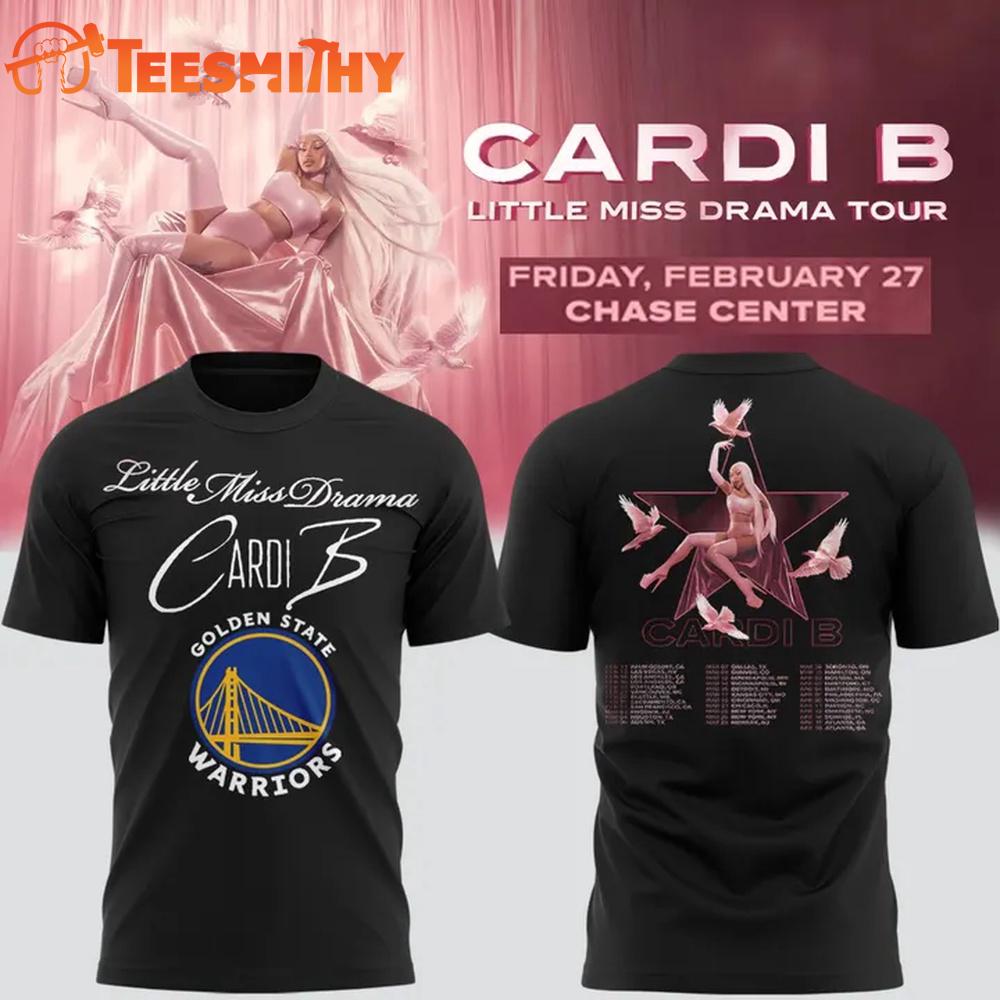 Cardi B x Golden State Warriors Little Miss Dramma Tour 2026 Black T Shirt