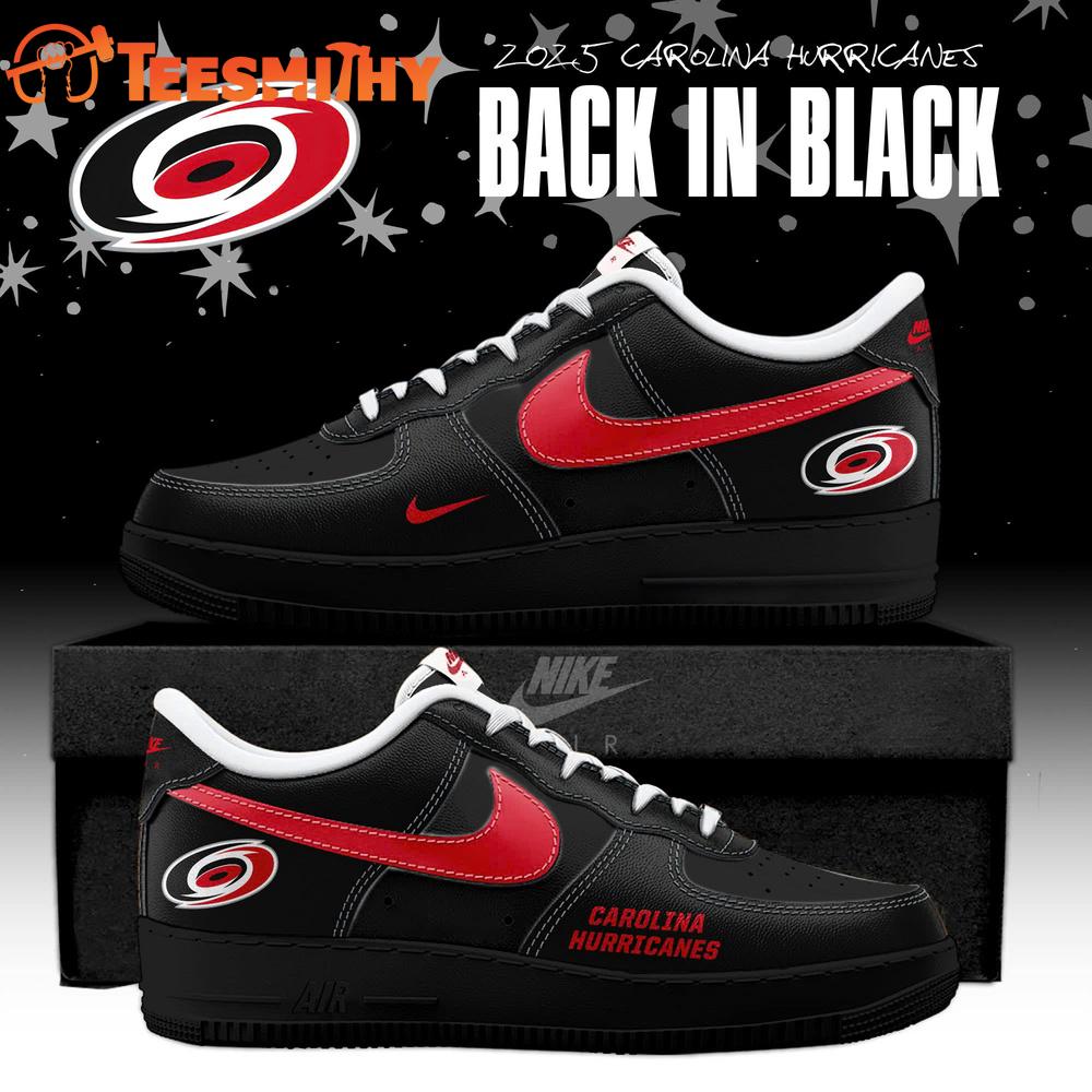 Carolina Hurricanes Back In Black 2025 Special Edition Air Force 1 Shoes Sneaker