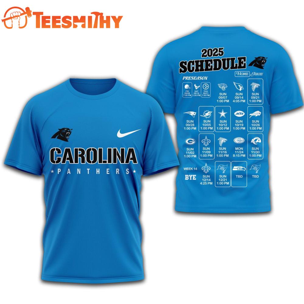 Carolina Panthers 2025 Football Schedule Unisex 3D Shirt Carolina Panthers 2025 Football Schedule Unisex 3D Shirt