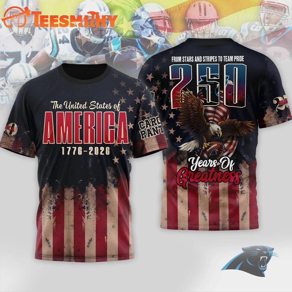 Carolina Panthers 2026 NFL 250th Anniversary Of America 3D Shirt