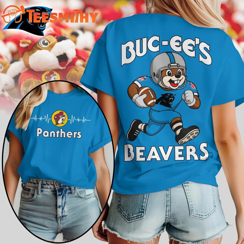Carolina Panthers 2026 NFL Buc-ee’s Beavers All Over Print T Shirt