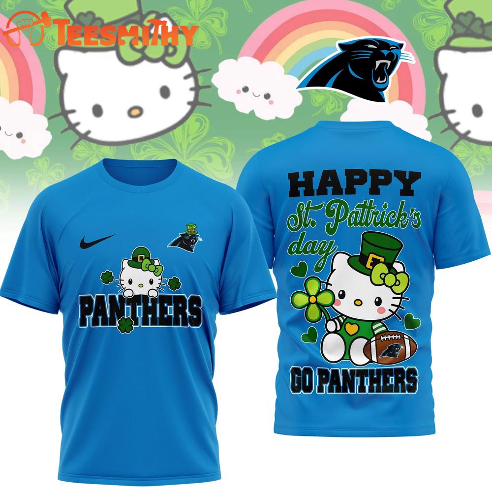 Carolina Panthers 2026 NFL Hello Kitty St. Pattrick's Day Special New 3D Shirt